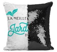Fabulous Housse de Coussin à Sequin - Paillettes Noir La Meilleure Jardiniere du Monde [40 x 40 cm] Noir G