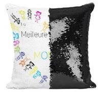Fabulous Housse de Coussin à Sequin - Paillettes Noir La Meilleures Maîtresse du Monde Coeur [40 x 40 cm] Noir G