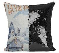 Fabulous Housse de Coussin à Sequin - Paillettes Noir La Vie Parisienne Royaume Des Neiges 1923 [40 x 40 cm] Noir G