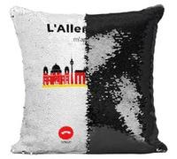 Fabulous Housse de Coussin à Sequin - Paillettes Noir L'Allemagne M'Appelle Patrimoine et Drapeau [40 x 40 cm] Noir G