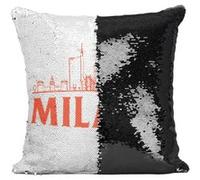 Fabulous Housse de Coussin à Sequin - Paillettes Noir Milano Minimalist Milan [40 x 40 cm] Noir G
