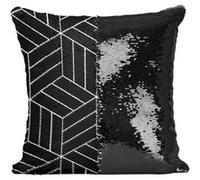 Fabulous Housse de Coussin à Sequin - Paillettes Noir Motif Geometrique Cube [40 x 40 cm] Noir G