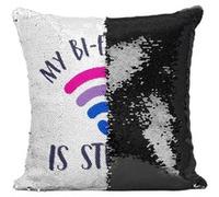 Fabulous Housse de Coussin à Sequin - Paillettes Noir My Bi-fi Is Strong [40 x 40 cm] Noir G