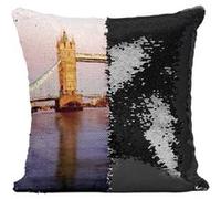 Fabulous Housse de Coussin à Sequin - Paillettes Noir Pont de Londres Angleterre [40 x 40 cm] Noir G