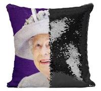 Fabulous Housse de Coussin à Sequin - Paillettes Noir Reine Elisabeth II Vetements Gris [40 x 40 cm] Noir G