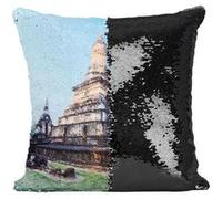 Fabulous Housse de Coussin à Sequin - Paillettes Noir Temple Tour Brune [40 x 40 cm] Noir G