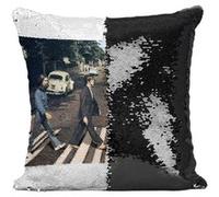 Fabulous Housse de Coussin à Sequin - Paillettes Noir The Beatles Abbey Road Cover [40 x 40 cm] Noir G