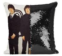 Fabulous Housse de Coussin à Sequin - Paillettes Noir The Beatles Real Love [40 x 40 cm] Noir G