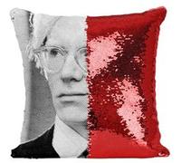 Fabulous Housse de Coussin à Sequin - Paillettes Rouge Andy Warhol Avec Son Chien [40 x 40 cm] Rouge G