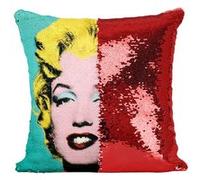 Fabulous Housse de Coussin à Sequin - Paillettes Rouge Andy Warhol Portrait Marilyn Monroe Bleu [40 x 40 cm] Rouge G