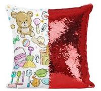 Fabulous Housse de Coussin à Sequin - Paillettes Rouge Aquarelle Chateau Princesse [40 x 40 cm] Rouge G