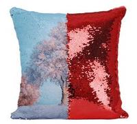 Fabulous Housse de Coussin à Sequin - Paillettes Rouge Arbre Couvert de Neige Chene [40 x 40 cm] Rouge G