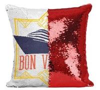 Fabulous Housse de Coussin à Sequin - Paillettes Rouge Bon Voyage Art Deco [40 x 40 cm] Rouge G