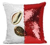 Fabulous Housse de Coussin à Sequin - Paillettes Rouge Cercle Coquillage [40 x 40 cm] Rouge G