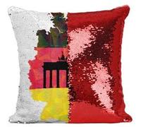 Fabulous Housse de Coussin à Sequin - Paillettes Rouge Drapeau Carte Allemagne [40 x 40 cm] Rouge G