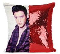 Fabulous Housse de Coussin à Sequin - Paillettes Rouge Elvis Presley Chanteur 6 [40 x 40 cm] Rouge G