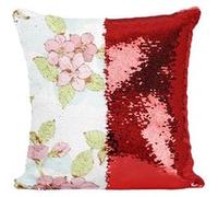 Fabulous Housse de Coussin à Sequin - Paillettes Rouge Fleur Sakura Cerisier Japonais [40 x 40 cm] Rouge G