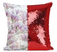 Fabulous Housse de Coussin à Sequin - Paillettes Rouge Fleurs de Cerisier Printemps Contre-jour 1 [40 x 40 cm] Rouge G