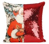 Fabulous Housse de Coussin à Sequin - Paillettes Rouge Gros Pere Noel Faon Arbre De Noel [40 x 40 cm] Rouge G