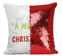 Fabulous Housse de Coussin à Sequin - Paillettes Rouge Have Yourself a Merry Little Christmas [40 x 40 cm] Rouge G