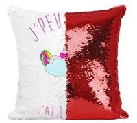 Fabulous Housse de Coussin à Sequin - Paillettes Rouge J'Peux Pas J'Ai Licorne Licorne Qui Dort sur Nuage [40 x 40 cm] Rouge G