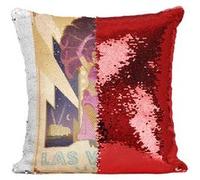 Fabulous Housse de Coussin à Sequin - Paillettes Rouge Las Vegas Nevada Affiche Poster Vintage [40 x 40 cm] Rouge G