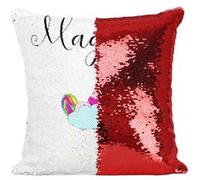 Fabulous Housse de Coussin à Sequin - Paillettes Rouge Magique Licorne Rose Dormant sur Petit Nuage [40 x 40 cm] Rouge G