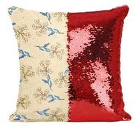 Fabulous Housse de Coussin à Sequin - Paillettes Rouge Motif fleurs en cloche [40 x 40 cm] Rouge G