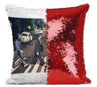 Fabulous Housse de Coussin à Sequin - Paillettes Rouge The Beatles Abbey Road Cover [40 x 40 cm] Rouge G