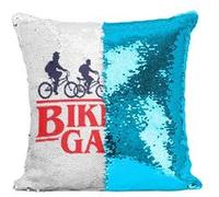Fabulous Housse de Coussin à Sequin - Paillettes Turquoise Bikers Gang - Stranger things [40 x 40 cm] Turquoise G