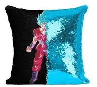 Fabulous Housse de Coussin à Sequin - Paillettes Turquoise Dragon Ball Super Son Goku Super Saiyan Cheveux Bleus [40 x 40 cm] Turquoise G