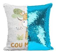 Fabulous Housse de Coussin à Sequin - Paillettes Turquoise Girafe Cou Monté [40 x 40 cm] Turquoise G