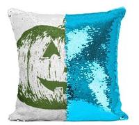 Fabulous Housse de Coussin à Sequin - Paillettes Turquoise Halloween Citrouille Effrayante Verte [40 x 40 cm] Turquoise G