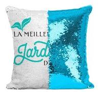 Fabulous Housse de Coussin à Sequin - Paillettes Turquoise La Meilleure Jardiniere du Monde [40 x 40 cm] Turquoise G