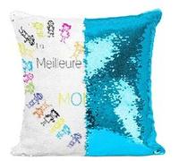 Fabulous Housse de Coussin à Sequin - Paillettes Turquoise La Meilleures Maîtresse du Monde Coeur [40 x 40 cm] Turquoise G