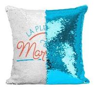 Fabulous Housse de Coussin à Sequin - Paillettes Turquoise La Plus Belle des Marraines [40 x 40 cm] Turquoise G