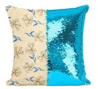 Fabulous Housse de Coussin à Sequin - Paillettes Turquoise Motif fleurs en cloche [40 x 40 cm] Turquoise G
