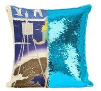 Fabulous Housse de Coussin à Sequin - Paillettes Turquoise Pullman Train Affiche Poster Vintage [40 x 40 cm] Turquoise G