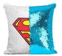 Fabulous Housse de Coussin à Sequin - Paillettes Turquoise Superman logo [40 x 40 cm] Turquoise G