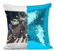 Fabulous Housse de Coussin à Sequin - Paillettes Turquoise The Beatles Abbey Road Cover [40 x 40 cm] Turquoise G