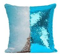 Fabulous Housse de Coussin à Sequin - Paillettes Turquoise Tour Eiffel dans le Soleil [40 x 40 cm] Turquoise G