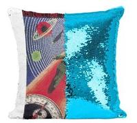 Fabulous Housse de Coussin à Sequin - Paillettes Turquoise un Jour sur Mars Vieille Affiche Russe de Film [40 x 40 cm] Turquoise G