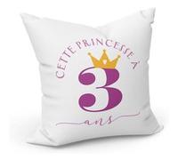 Fabulous Housse de coussin Blanc Cette Princesse À 3 Ans [40x40 cm] Blanc G