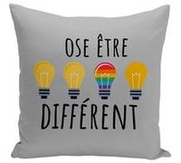 Fabulous Housse de coussin gris Ose Etre Différent [40x40 cm] Gris G