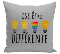Fabulous Housse de coussin gris Ose Etre Différente [40x40 cm] Gris G