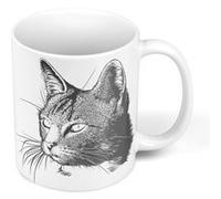 Fabulous Mug céramique Chat Dessin Croquis Crayon Blanc G