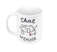 Fabulous Mug Céramique Chat m'épuise Jeu de Mot Humour Animal