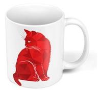 Fabulous Mug céramique Chat Rouge Illustration Dessin Polygones Blanc G