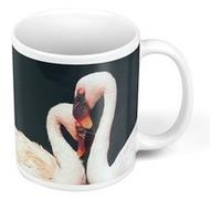 Fabulous Mug céramique Couple de Flamingo Rose Forme un Coeur Blanc G