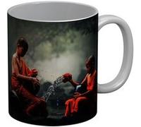 Fabulous Mug céramique Enfants Moines Bol Chantant dans la Riviere Blanc G